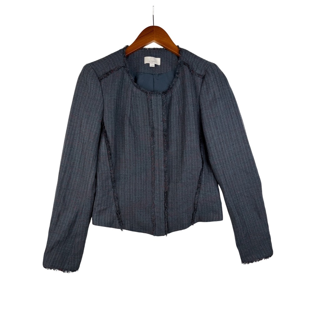 Ann Taylor LOFT Full Zip Blazer Jacket size 2 Gray